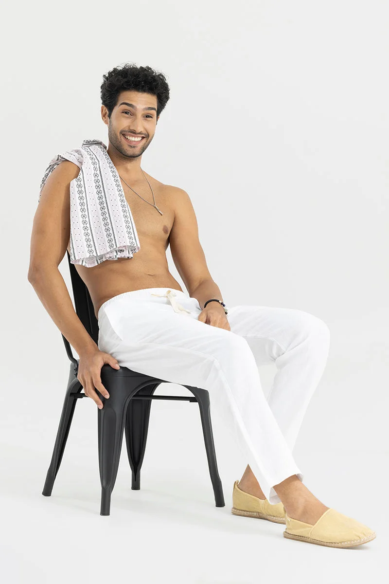 SNITCH White Ace White Linen Pant for Men | Best Price UAE